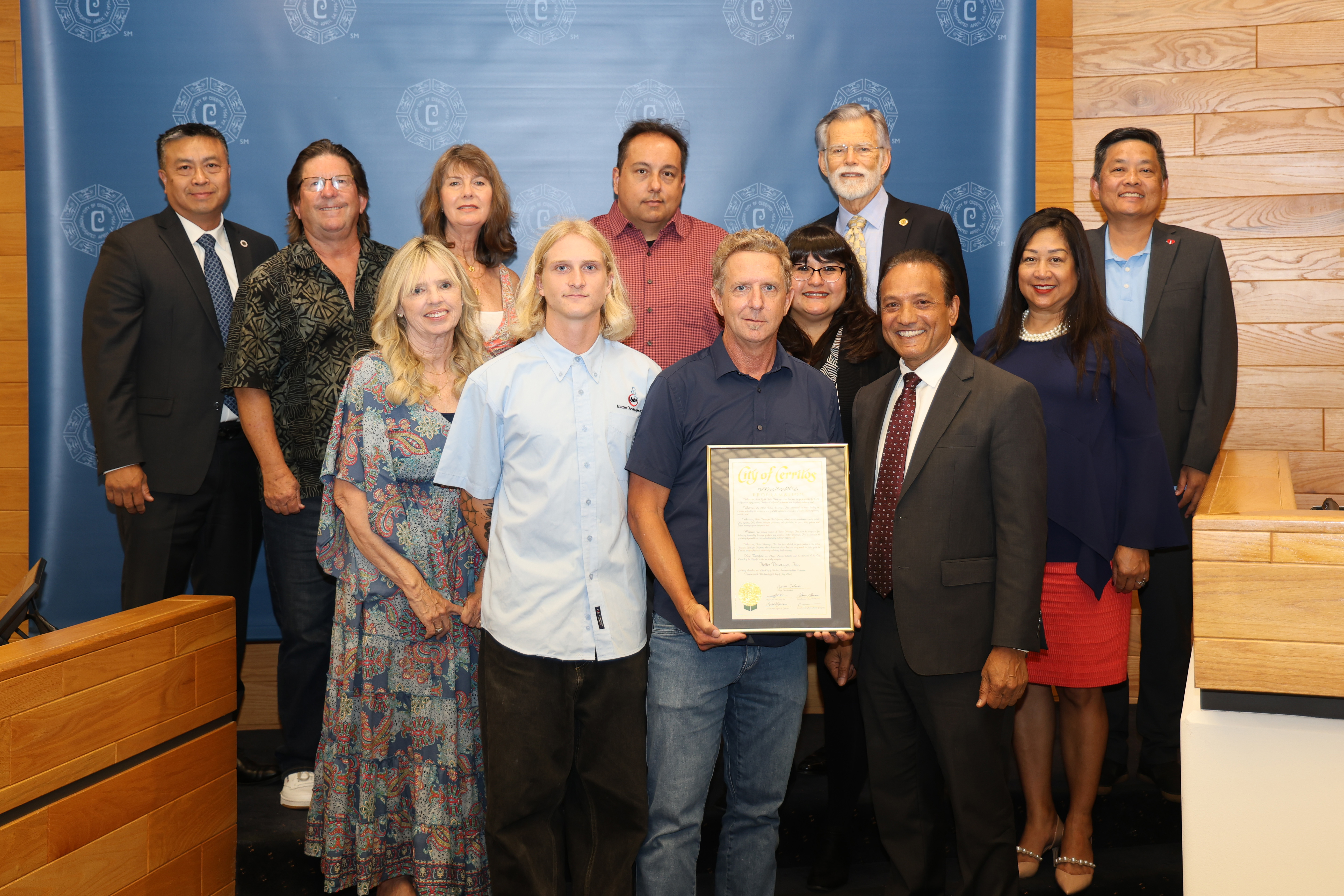 Better Beverages, Inc. with City Council in Council Chamber