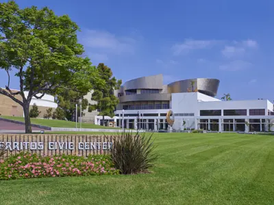 Cerritos Civic Center with City Hall and Cerritos Library in background