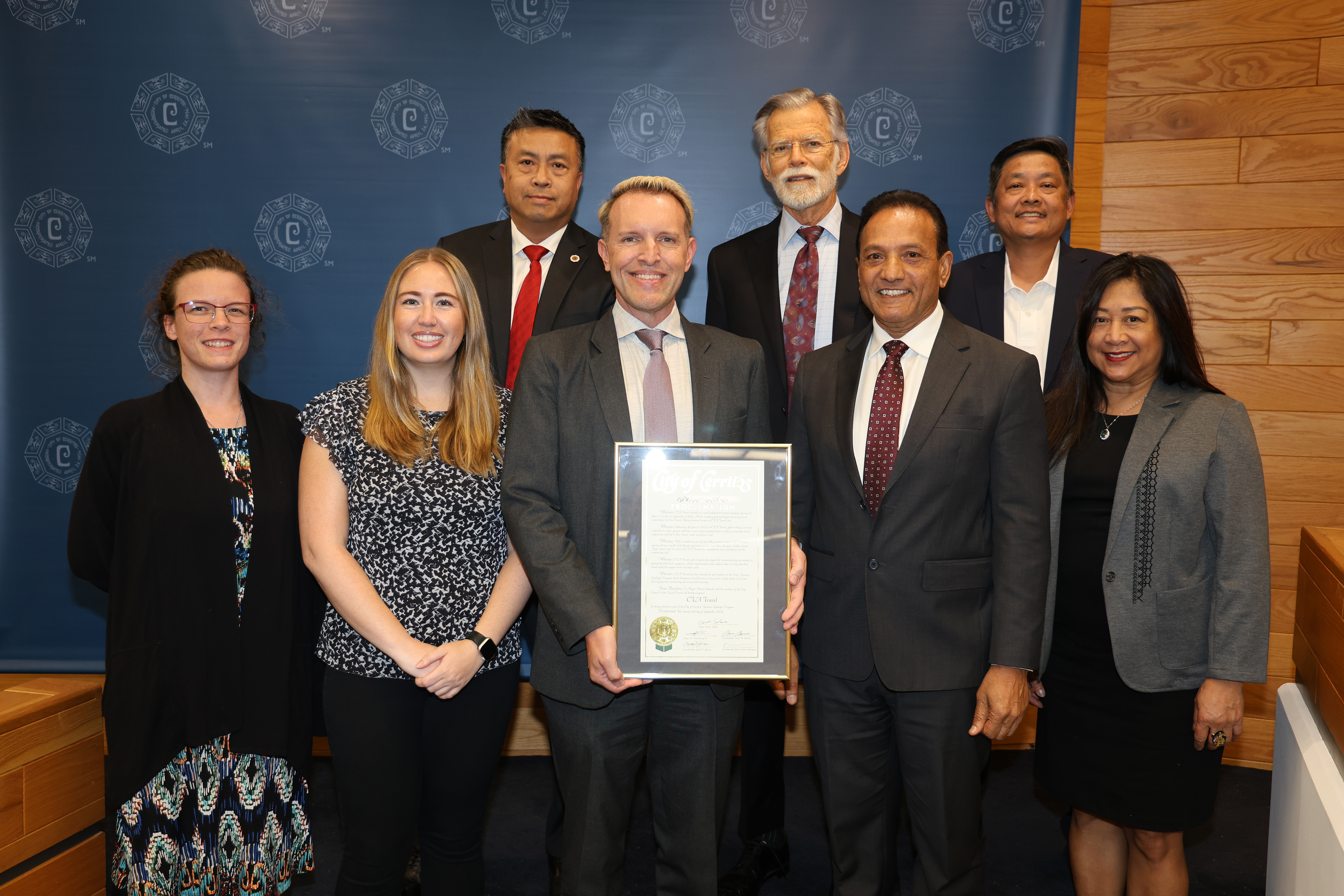 CTA Travel proclamation at Cerritos City Council Chamber